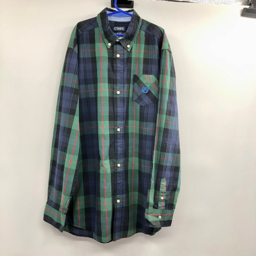 Chaps Button Down Shirt Boys XL (18/20) Used Plaid